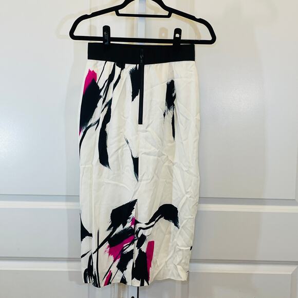 Milly Floral Midi Long Pencil Skirt - Women Size 4 - White - Picture 2 of 7